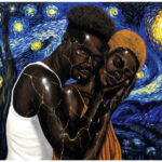 ‘Where We Mend’ (charcoal and acrylic on canvas, 36 × 48 inches, dated 2026) by Susan Onyedikachi John