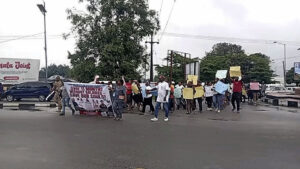 •Affected workers protesting
