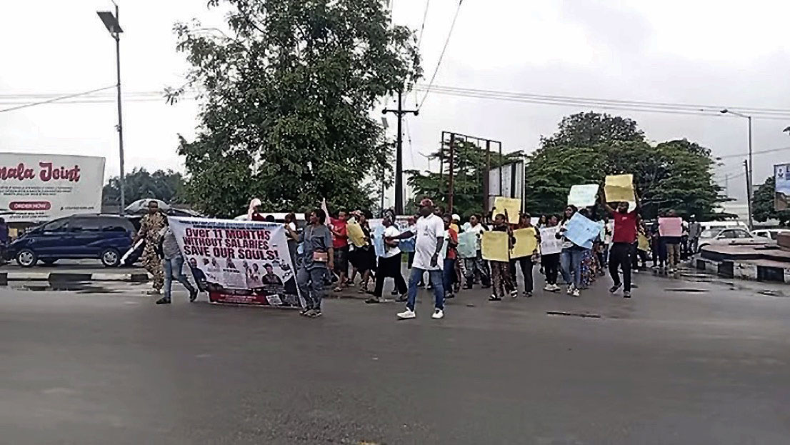 •Affected workers protesting