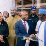 L-R: Mrs Uloma Rochas Nwosu, Managing Director Walsh Blanc; President-General Ohanaeze Ndigbo, Senator John Azuta-Mbata; Governor of Enugu State, Peter Mbah and Senator Rochas Okorocha at the official walk-through of the new Ohanaeza Ndigbo building