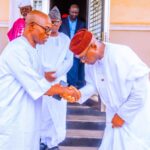 Ekiti State Governor, Biodun Oyebanji (Right) and former governor Segun Oni