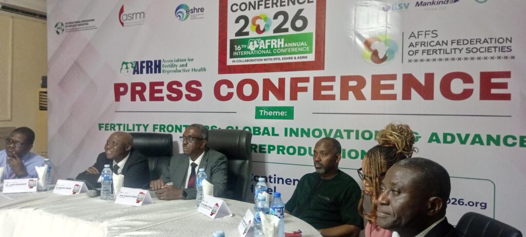 L-R Dr. Wada LOC Chairman, Professor Preiye Fiebai President Africa Reproductive health and Dr Sunday Onuh Co-chairman LOC.