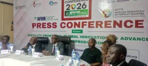 L-R Dr. Wada LOC Chairman, Professor Preiye Fiebai President Africa Reproductive health and Dr Sunday Onuh Co-chairman LOC.