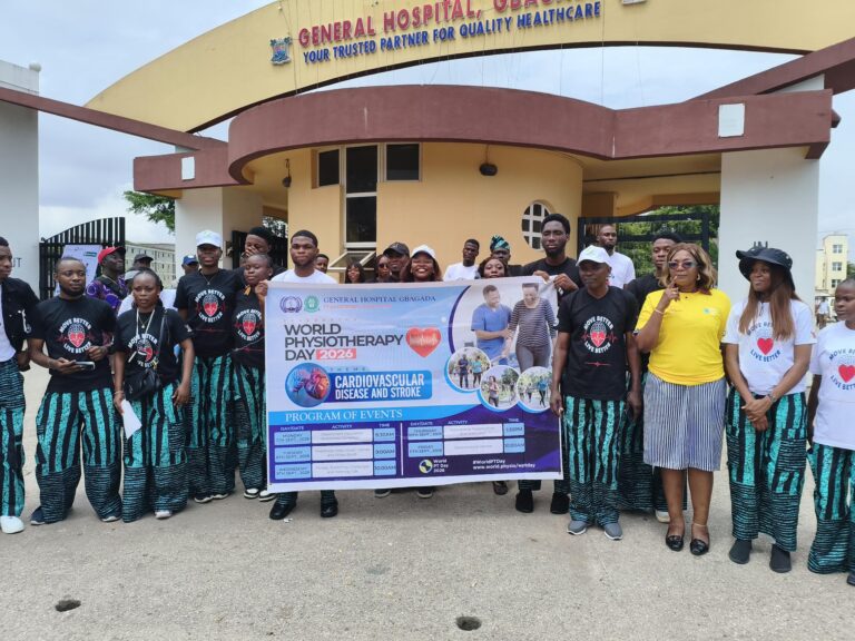 Personnel of Lagos State General Hospital, Gbagada, Physiotherapy Department during the Awareness Walk to  celebrate World Physiotherapy Day 2026, on Tuesday. Photo: Lukman Olabiyi