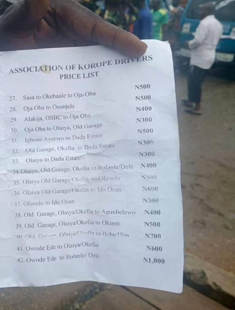 Osun: minibus drivers protest high fuel costs, announce new transport fares