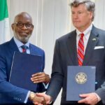 Minister of Solid Minerals Development Dele Alake with US Deputy Secretary of State Christopher Landau