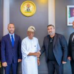 Permanent Secretary, Federal Ministry of Marine and Blue Economy, Mrs. Fatima Mahmood; Founder and CEO of CRD Impex, Hanefi Cardak; Minister of Marine and Blue Economy, Dr. Adegboyega Oyetola; General Manager, Fisheries at CRD Impex, Cem Tarhan; and Founder, Tetra Underwater Services and Marine Construction, Ersun Buyukgoze