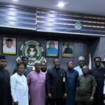 JAMB Registrar Prof. Segun Aina (middle) and members of the newly inaugurated committee.