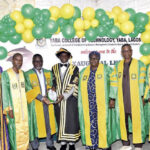 Badmus (m) presenting the award plaque of discharge to Karim and others