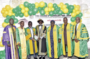 Badmus (m) presenting the award plaque of discharge to Karim and others