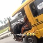 Damaged bus in Lagos