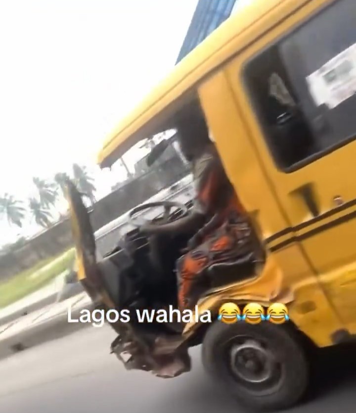 Damaged bus in Lagos