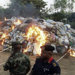 Hard drugs being burnt