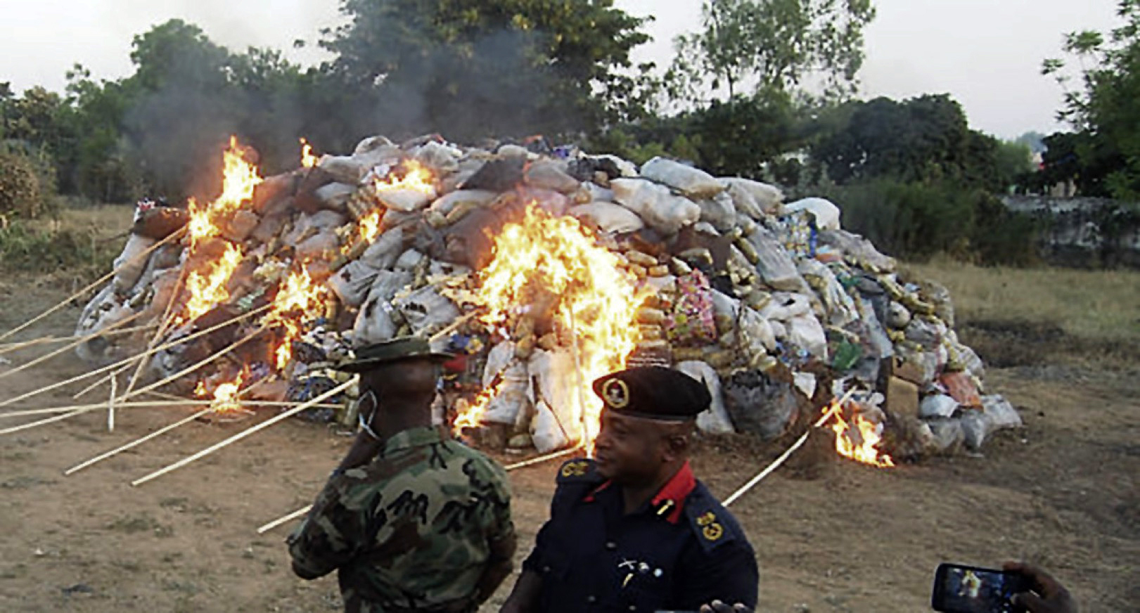 Hard drugs being burnt