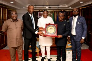 L–R: Prof. Ofem Enang Past Chairman, NMA CRS;  Dr. Ezoke Epoke immediate Past Chairman, NMA CRS; Cross River State governor, His Excellency, Bassey Otu; Dr. Pius Agweye Chairman, NMA CRS;  Dr. Ogar Emmanuel Idoko National President-Elect, NARD NMA – Nigerian Medical Association Cross River State Chapter