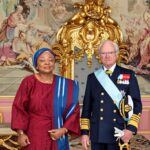 Ambassador Lola Akande and King Carl XVI Gustaf of Sweden.
