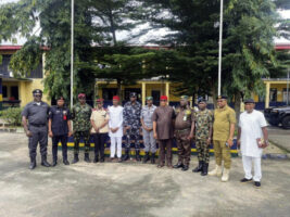 Imo CP, Garba Bosso (middle) with heads of other security agencies.