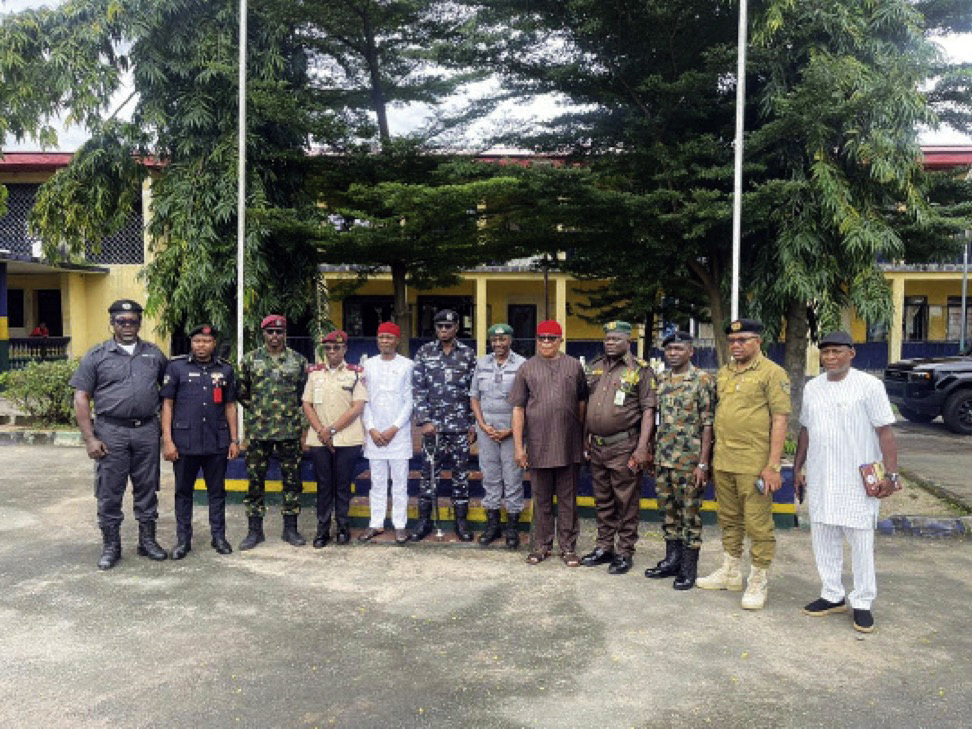 Imo CP, Garba Bosso (middle) with heads of other security agencies.
