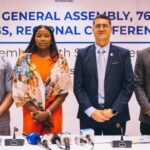 (L-R)- LOC Chairman, Henry Agbebire, FAAN MD and ACI VP, Olubunmi Kuku, ACI Secretary General, Ali Tounsi and Director Airport Operations, Captain Abdullahi Mahmood