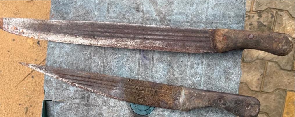 Machetes allegedly recovered from suspected armed robber in Akwa Ibom