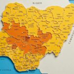 Nigeria map (yellow with north central states highlighted in orange)