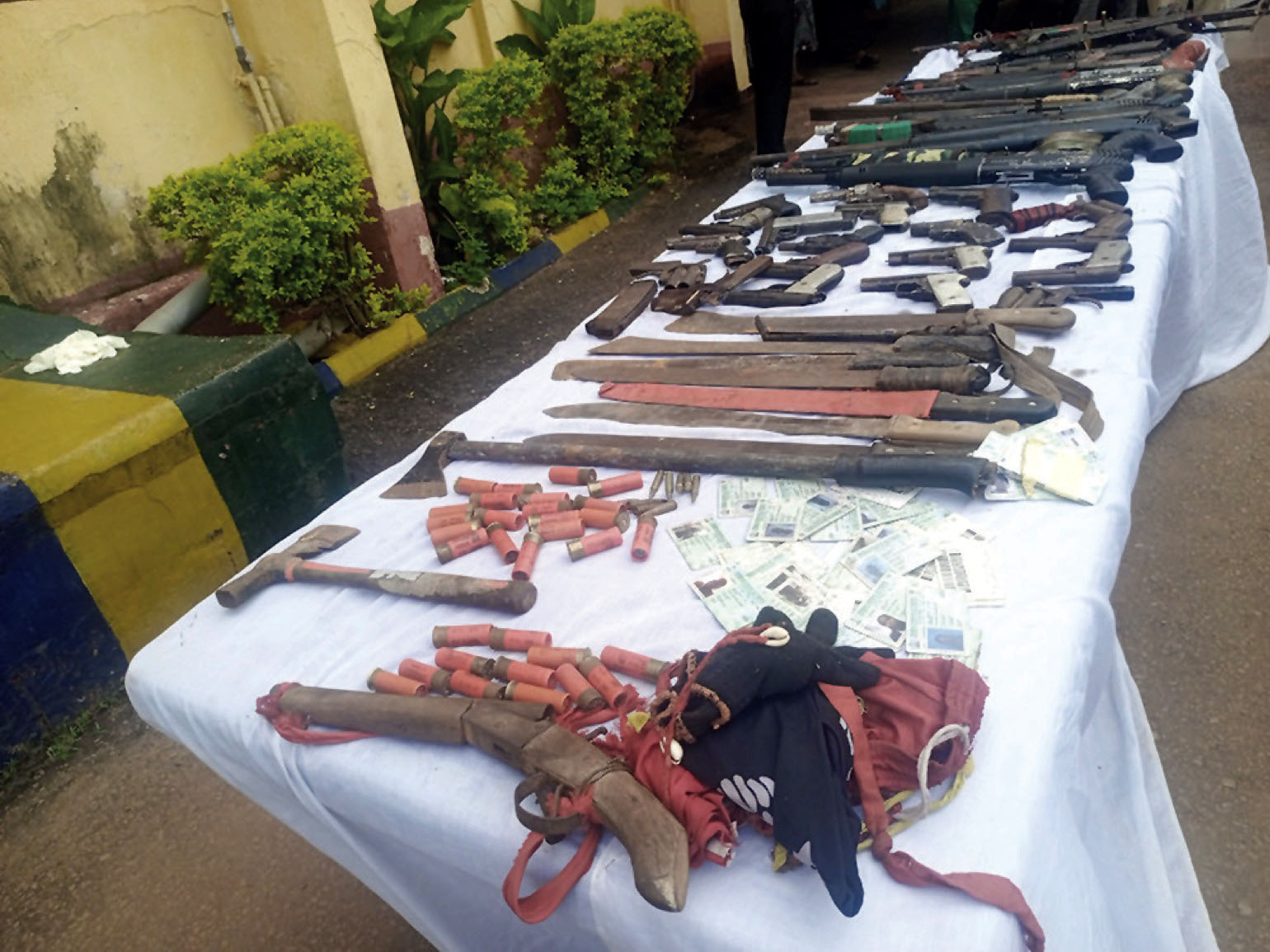 The arms, charms and PVCs recovered by the command