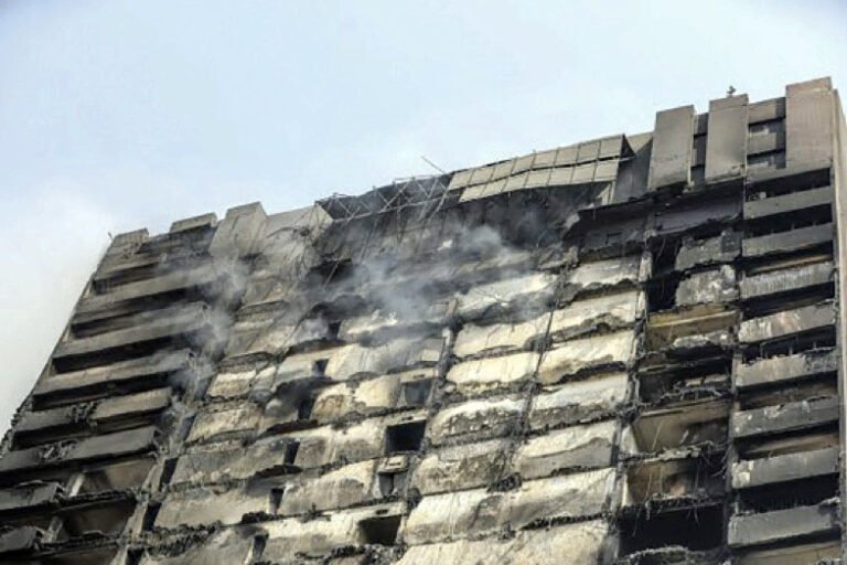 The razed building