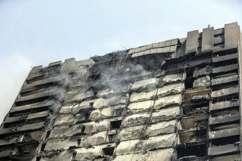 The razed building