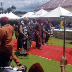 Traditional rulers from the communities stepping forward to perform rituals of the festival