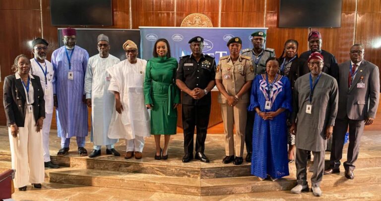 Minister of Industry, Trade and Investment, Jumoke Oduwole; Minister of State for Foreign Affairs, Sola Enikanolaiye; IGP, Olatunji Disu; Immigration Comptroller-General, Kemi Nandap; and Assistant Comptroller-General of Customs, Nafiu Isiyaku, among others during a briefing on Nigeria’s preparations for the 2026 CANEX Weekend at the State House, Abuja, on Tuesday, September 29, 2026