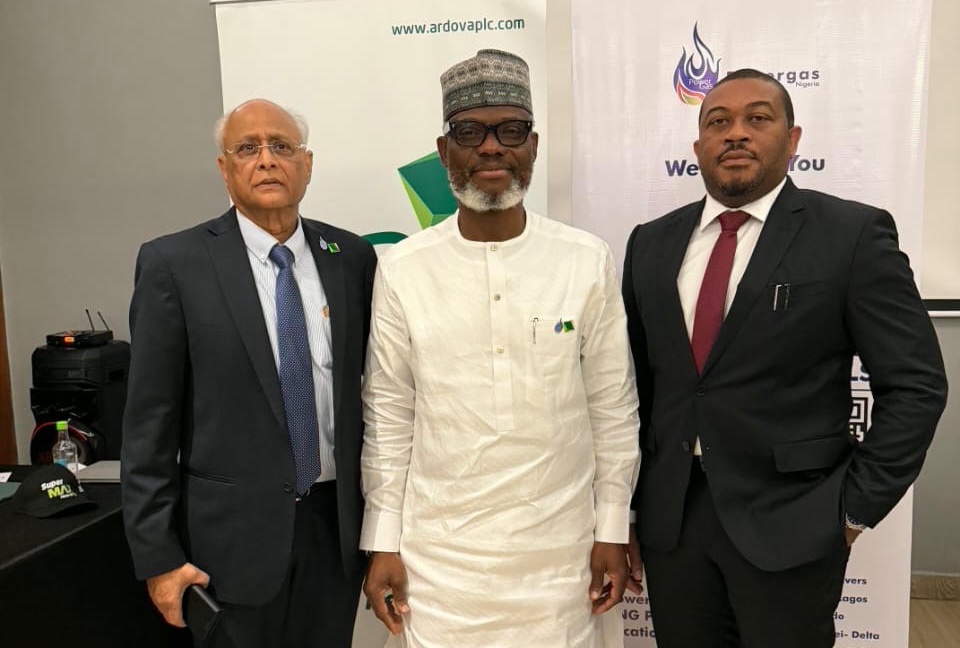 From left: Mr Pulak Sen, Vice Chairman, Powergas Ebedei; Dr AbdulWasiu Sowami, Chairman, Ardova Plc; and Dr George Eluwa, Chairman, Diadem Group.