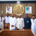 Secretary to the Government of the Federation, George Akume, (4th right), Executive Vice Chairman and Chief Executive Officer of National Agency for Science and Engineering Infrastructure (NASENI) Khalil Suleiman Halilu (4th left) in a group photograph with the winners of the NASENI Innovation Assessment and Award Competition