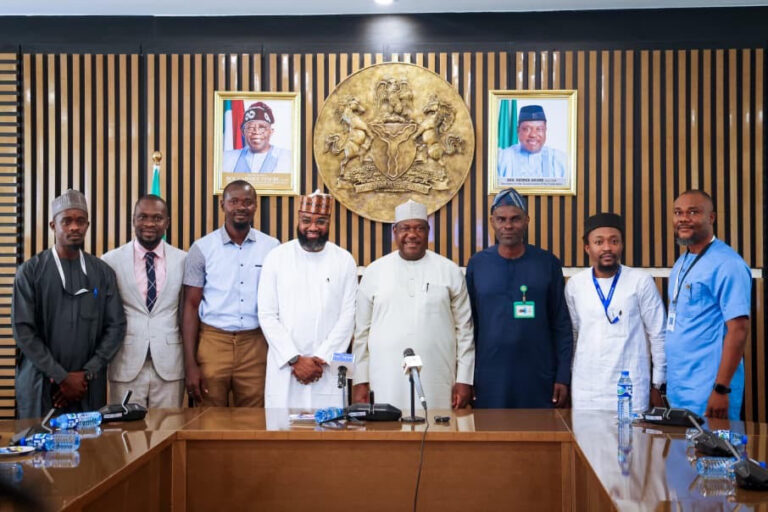 Secretary to the Government of the Federation, George Akume, (4th right), Executive Vice Chairman and Chief Executive Officer of National Agency for Science and Engineering Infrastructure (NASENI) Khalil Suleiman Halilu (4th left) in a group photograph with the winners of the NASENI Innovation Assessment and Award Competition