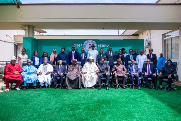 Seated: The Chairman and Secretary to the Government of the Federation, George Akume, (centre) the Co - Chairman and the Executive Governor of Lagos State, Babajide Sanwolu, (5th left) Federal Ministers, Permanent Secretaries and other top government functionaries in a group photograph during the inauguration of the National Steering Committee for the Lagos International Financial Centre (LIFC) on Wednesday, 2nd September, 2026 in Abuja