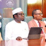 L-R: Permanent Secretary, Ministry of Youth Development, Dr Maryam Kesshinro; Minister of Youth Development, Ayodele Olawande; Senior Special Assistant to the President on Digital Media, Otega Ogra; and Special Assistant to the President on Social Media, Segun Dada, at a press briefing on the 2026 National Youth Conference held at the Presidential Villa, Abuja, Thursday, September 17, 2026