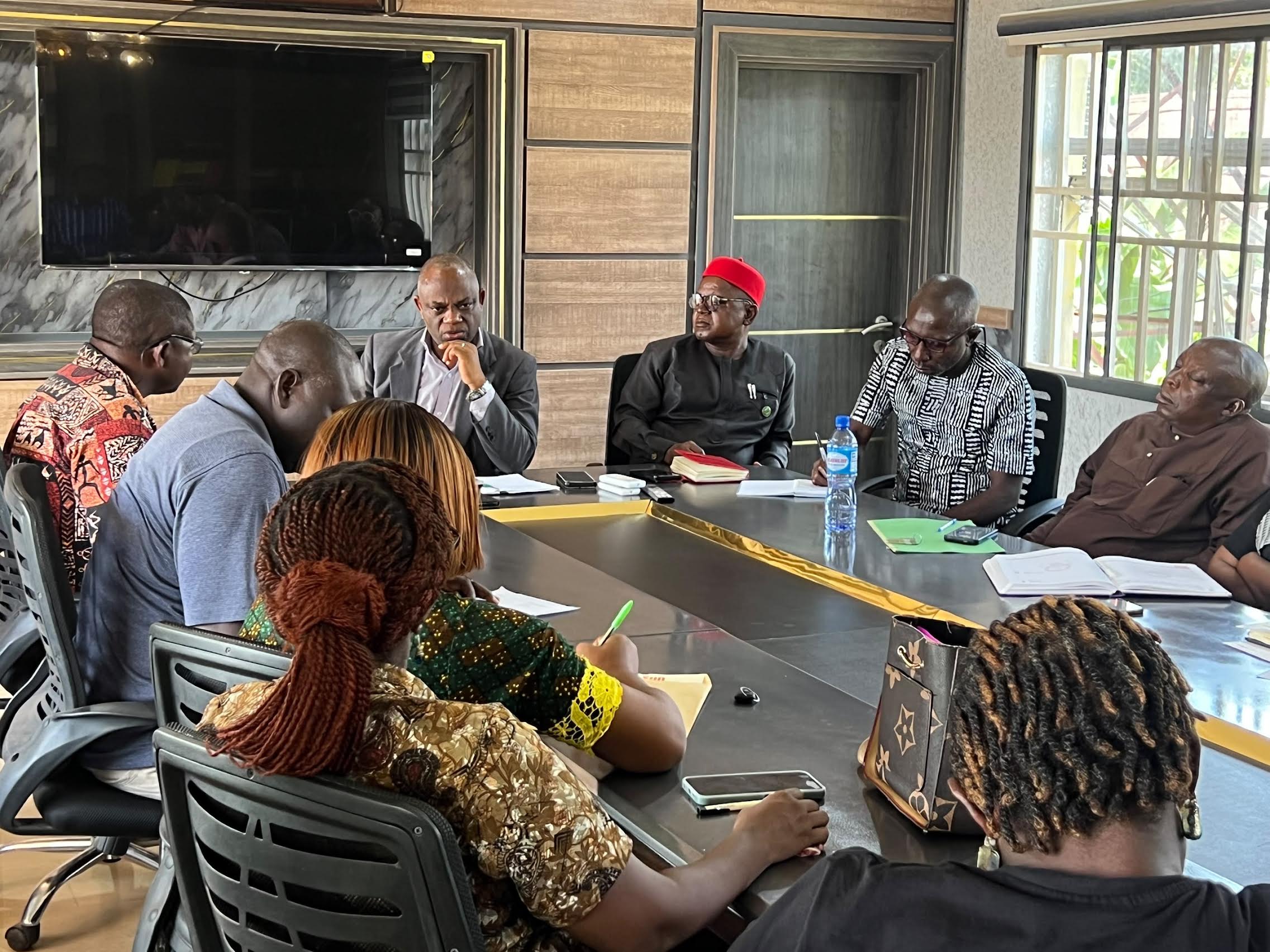 The State Attorney General and Commissioner for Justice, Prof. Yangien Ornguga flanked by members of the Correspondents’ Chapel and his management team