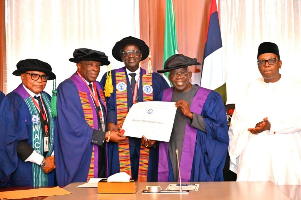 Tinubu tasks medical experts on brain drain as WACP honours him with rare fellowship