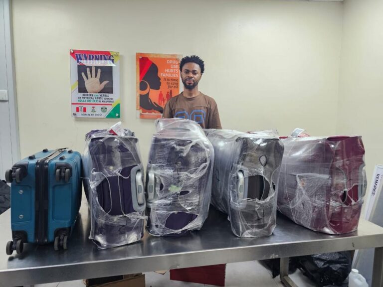 NDLEA intercepts Italy-bound businessman with 4.8kg cocaine hidden in shoe soles, bags