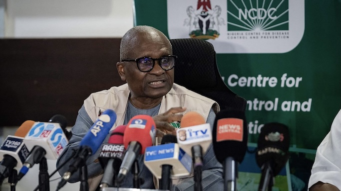 Dr. Jide Idris, director-general of the Nigeria Centre for Disease Control and Prevention, attended a press conference and delivered a speech in Abuja, Nigeria, October 25, 2026. /VCG
