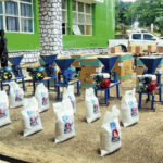 Bags of rice distributed at the ceremony