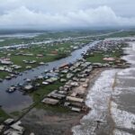 Atlantic Ocean waves washing over the town of Ayetoro, Ondo State (Photo: Olympia de Maismont/AFP)