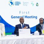 L-R: Sen. Heineken Lokpobiri, Hon. Minister for State Petroleum Resources (Oil), Federal Government of Nigeria, Dr. George Elombi, President and Chairman of the Board of Directors at Afreximbank and Hon Mamadou Sangafowa-Coulibaly, Minister of Mines, Petroleum and Energy of Côte d’Ivoire during the first General Meeting of the Africa Energy Bank in Abuja, Nigeria