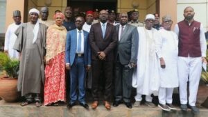 Members of the Independent Investigative Committee with the Minister of Interior, Olubunmi Tunji-Ojo, in Abuja.
