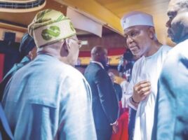 Ose welcoming President Tinubu at the theatre.