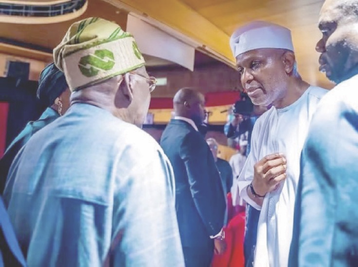 Ose welcoming President Tinubu at the theatre.