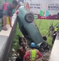 Car plunges into canal in Lagos