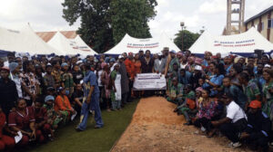 Some of the beneficiaries with organisers at the graduation ceremony.