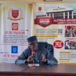 The Vice Chancellor, Aletheia University, Ago Iwoye, Professor Olukayode Akinyemi, during the press conference