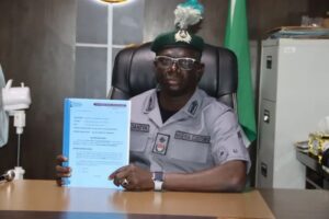 The new acting CAC FOU ‘C’ Farouk Nadaniya during the handing over ceremony