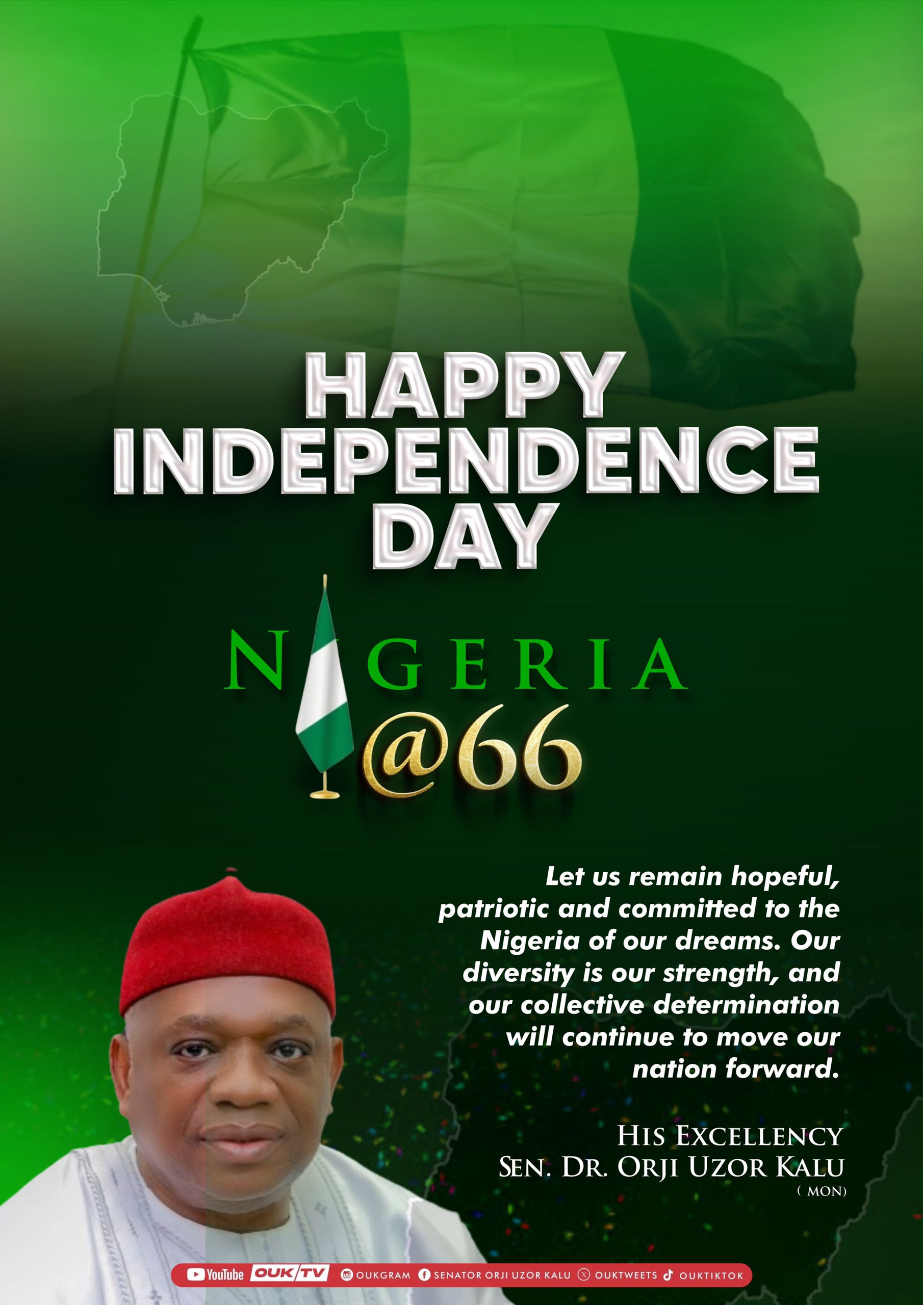 Independence Day: Kalu urges Nigerians to renew commitment to unity, development